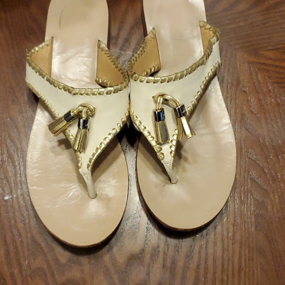 Jack Rogers sz 9 Alana Bone/Gold Dress Sandal - Picture 4 of 7
